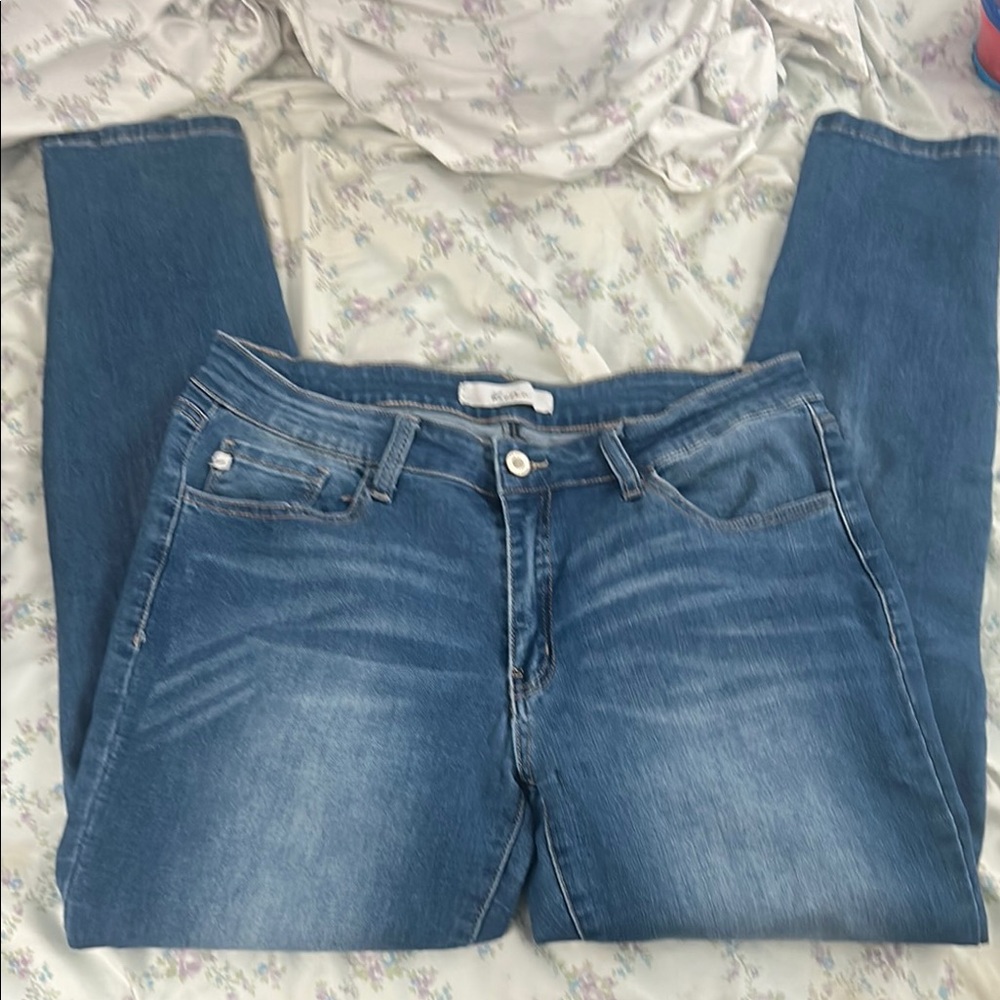 KanCan Blue Skinny Jeans with Faded Details